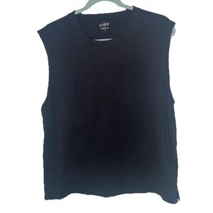 J. Crew Red Oarsman Tag USA Made Black Muscle Tee Top 100% Cotton L